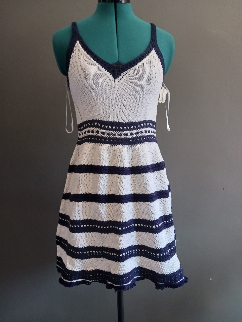 NWT Milly Marine Knit Dress White/ Navy Size M